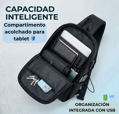 Mochila Bandolera Névora: Estilo Urbano, Seguridad y Carga USB.